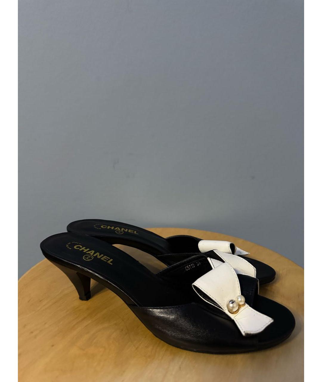 CHANEL Черные кожаные мюли, фото 8