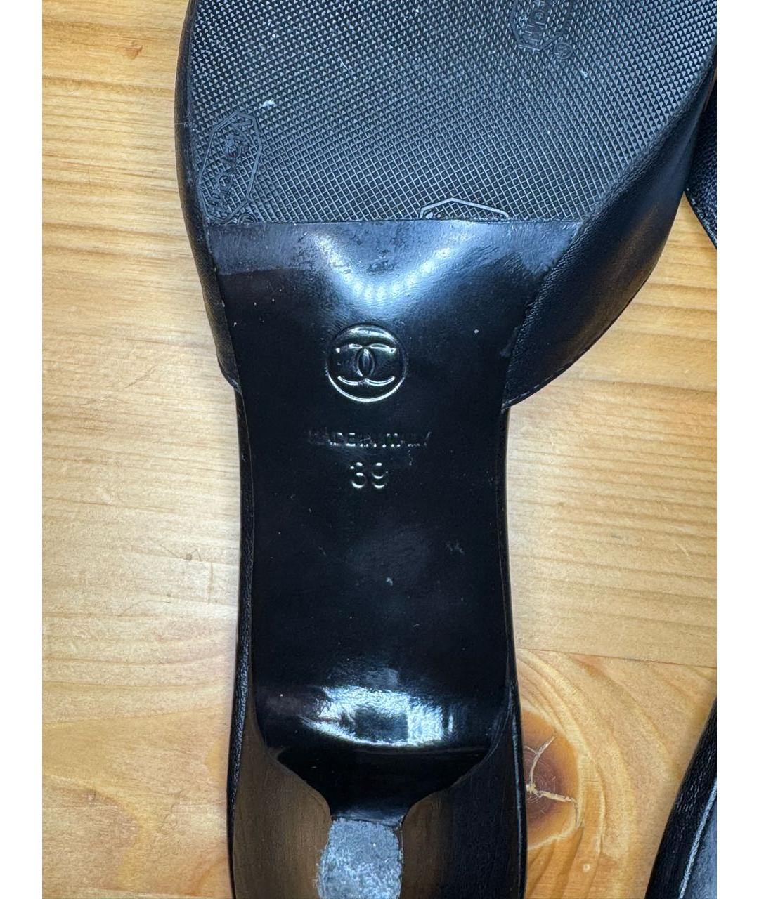 CHANEL Черные кожаные мюли, фото 5