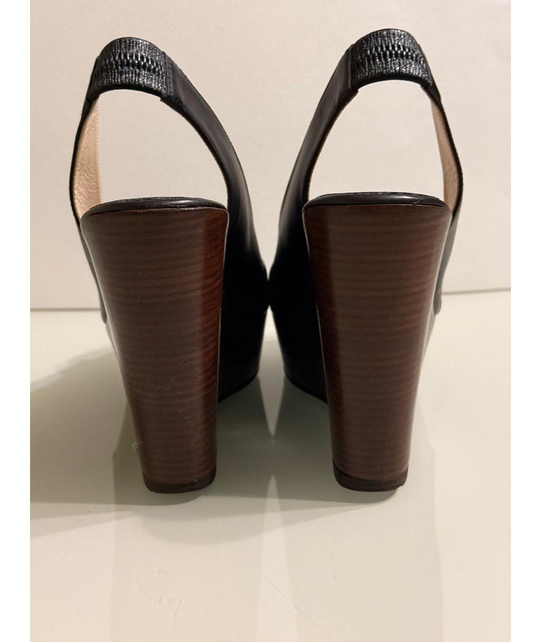 FENDI Черные кожаные босоножки, фото 4