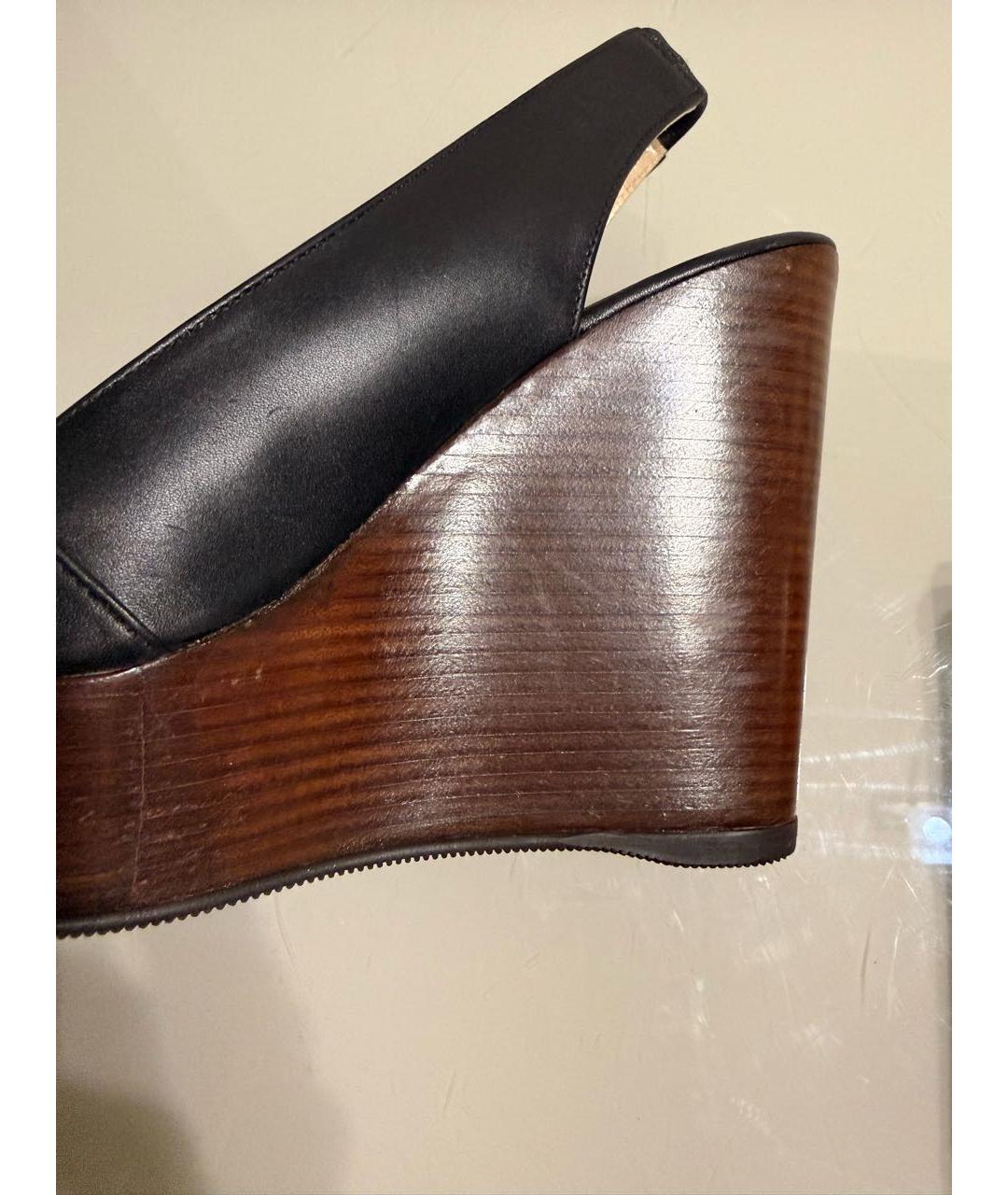 FENDI Черные кожаные босоножки, фото 6