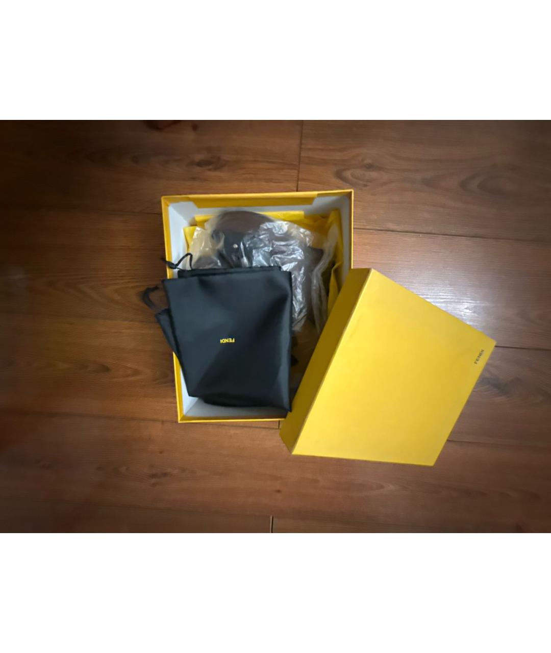 FENDI Черные кожаные босоножки, фото 8