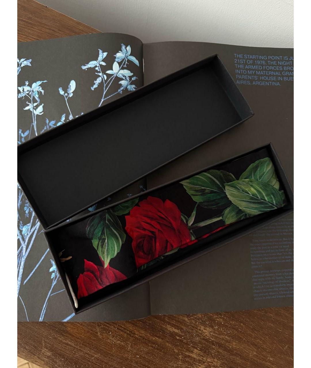 DOLCE&GABBANA Черный шелковый шарф, фото 2