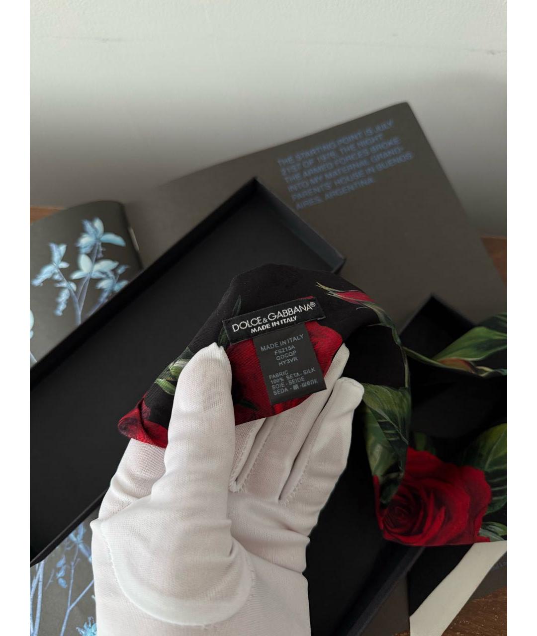 DOLCE&GABBANA Черный шелковый шарф, фото 6