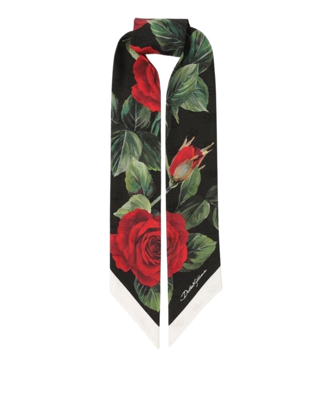 DOLCE&GABBANA Черный шелковый шарф, фото 1