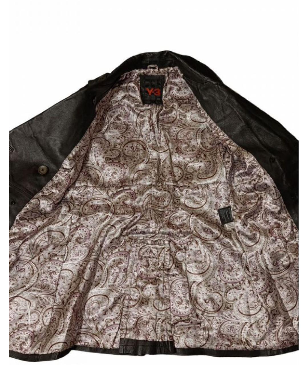 Y-3 Черный кожаный тренч/плащ, фото 5