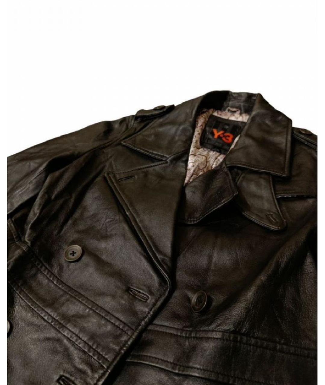 Y-3 Черный кожаный тренч/плащ, фото 3