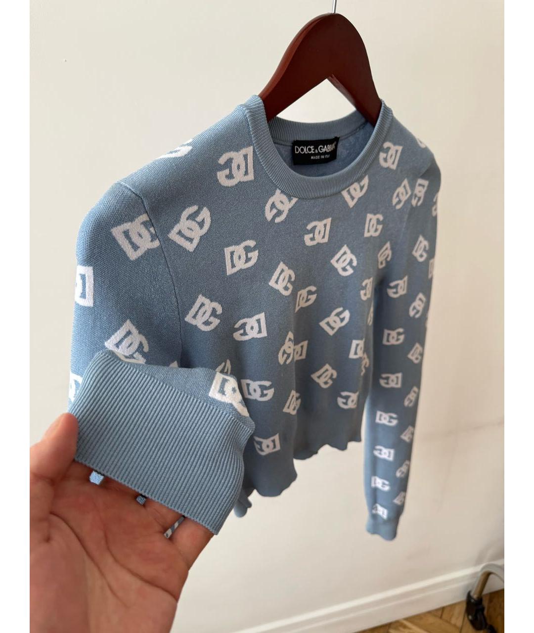 DOLCE&GABBANA Голубой вискозный джемпер / свитер, фото 6