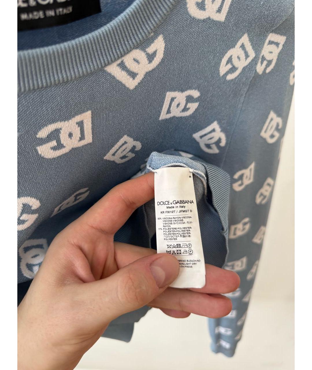 DOLCE&GABBANA Голубой вискозный джемпер / свитер, фото 7