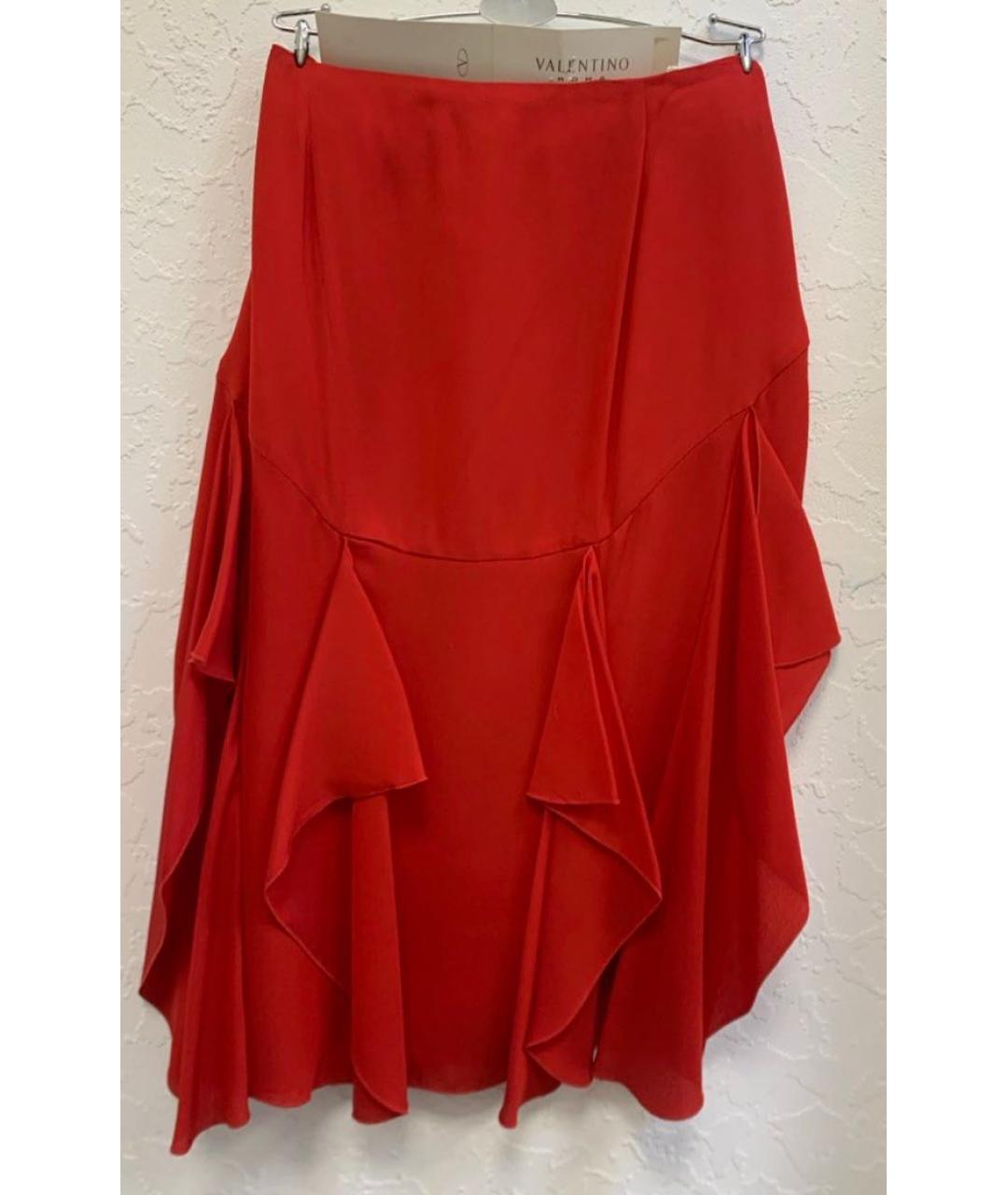 VALENTINO Красная ацетатная юбка миди, фото 2