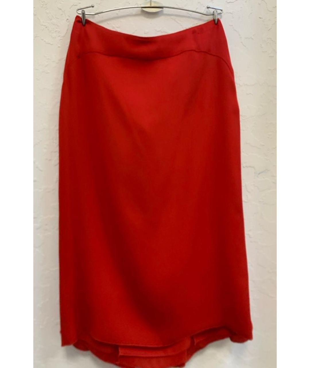 VALENTINO Красная ацетатная юбка миди, фото 5