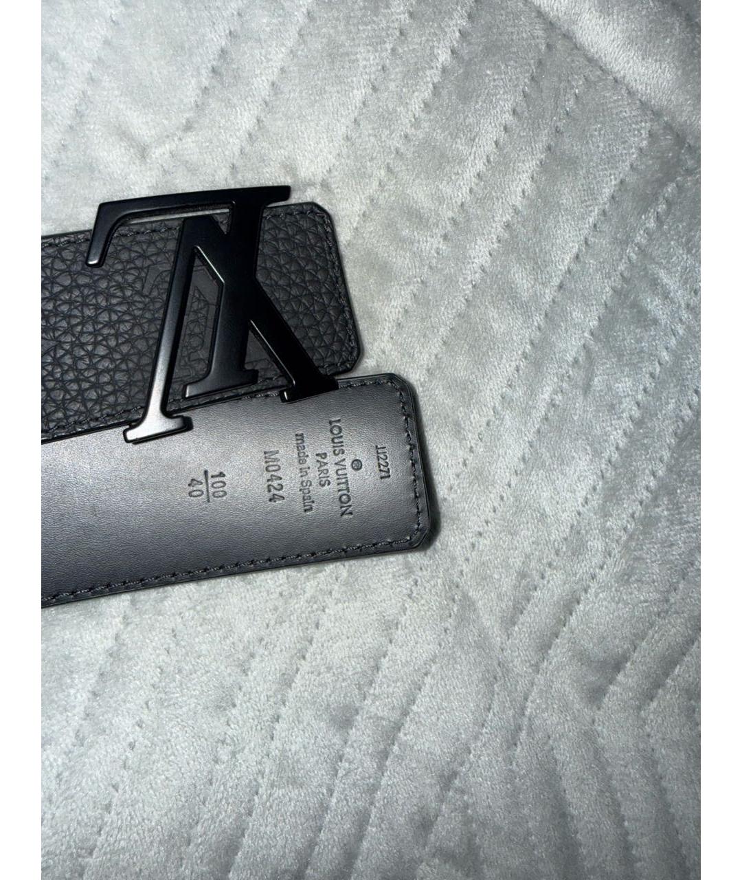 LOUIS VUITTON Черный кожаный ремень, фото 3