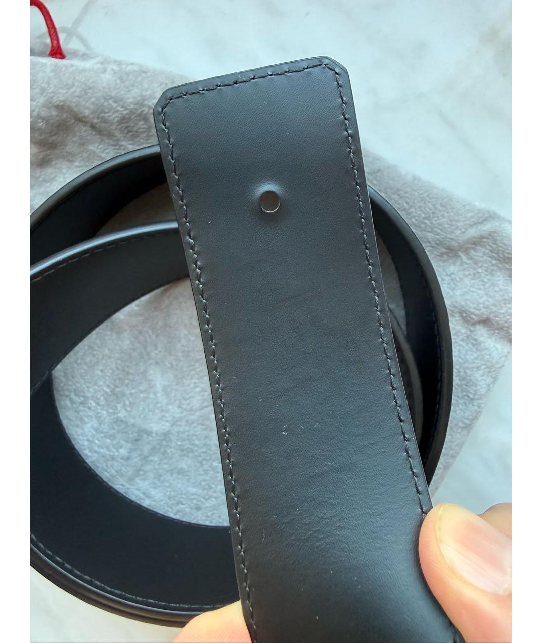 LOUIS VUITTON Черный кожаный ремень, фото 8