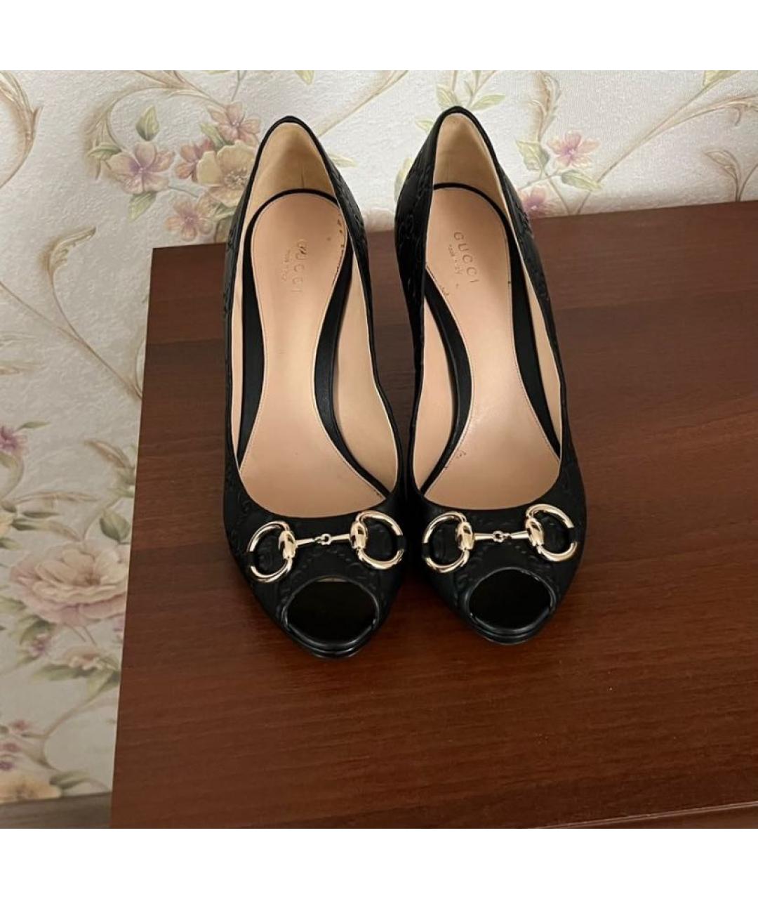 GUCCI Черные кожаные босоножки, фото 2