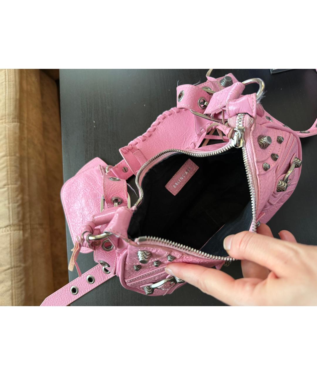 BALENCIAGA Розовая кожаная сумка с короткими ручками, фото 4