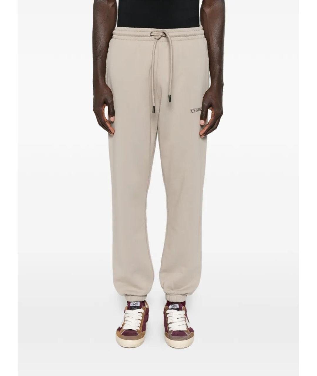 OFF-WHITE Бежевые хлопковые повседневные брюки, фото 5