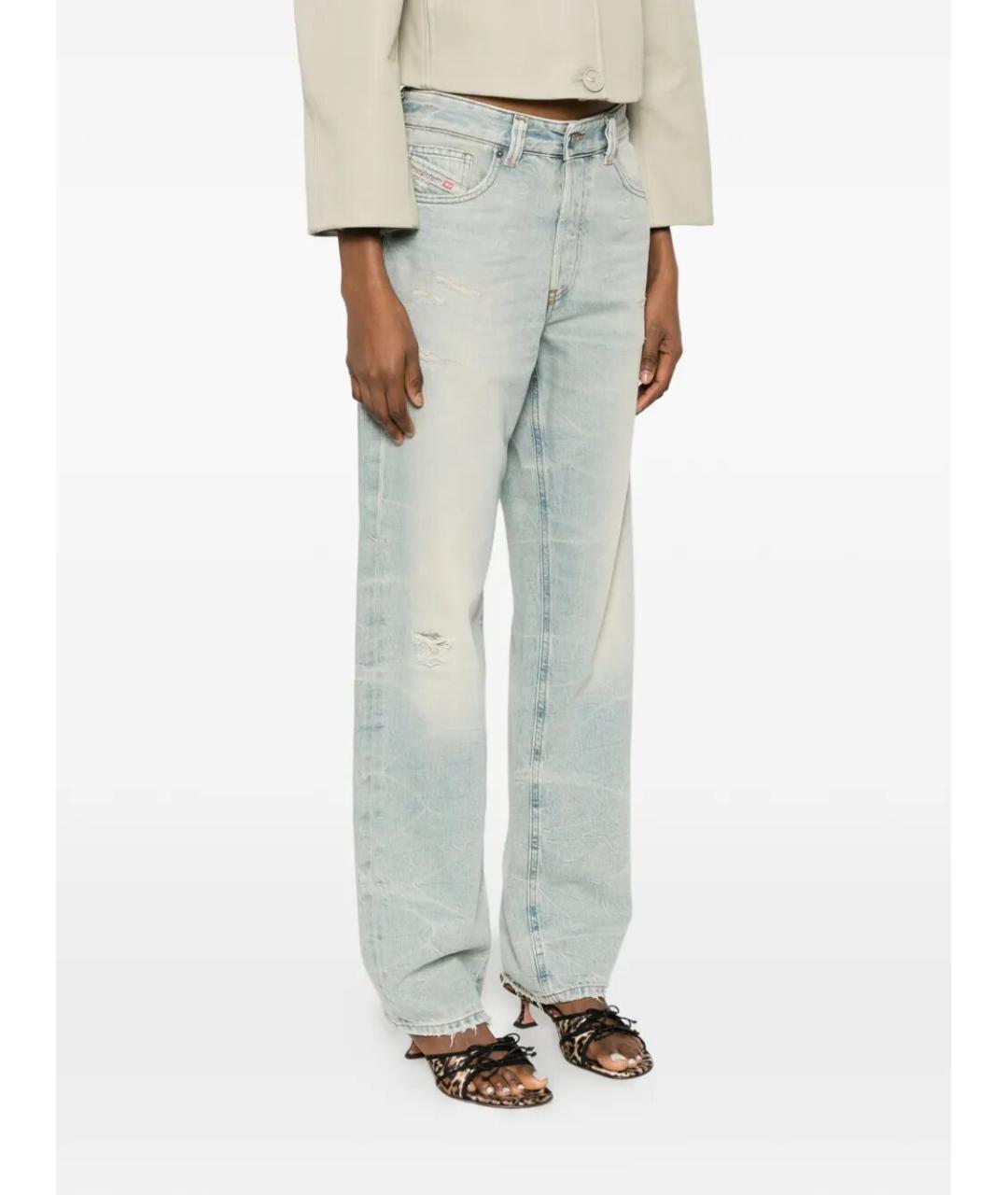 DIESEL Голубые хлопковые прямые джинсы, фото 3