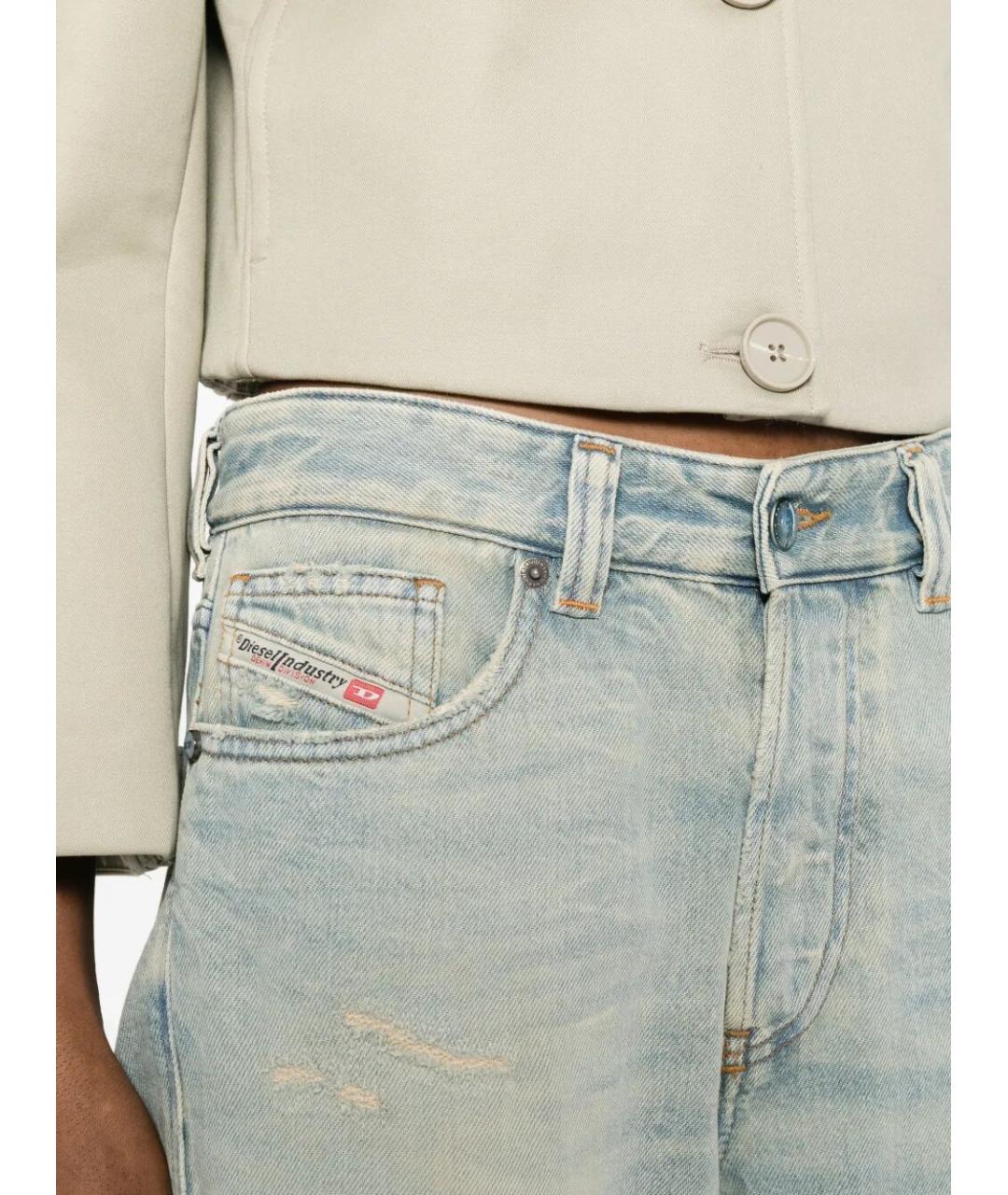 DIESEL Голубые хлопковые прямые джинсы, фото 4