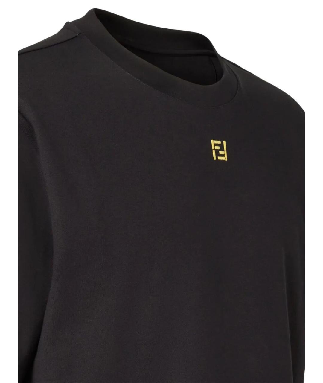 FENDI Черная хлопковая футболка, фото 3