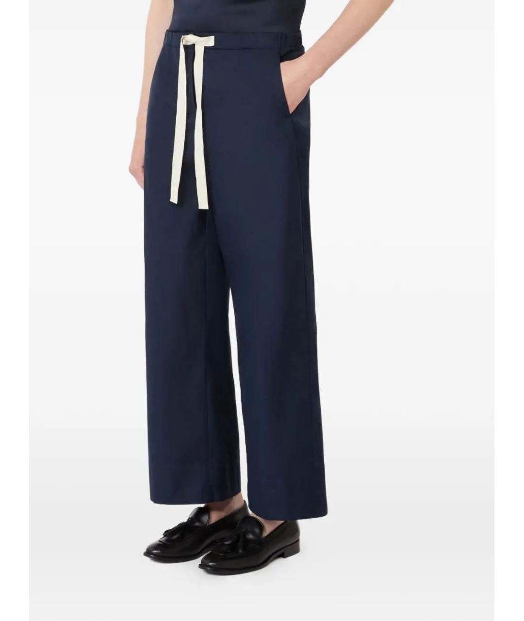 MAX MARA Синие хлопковые прямые брюки, фото 3