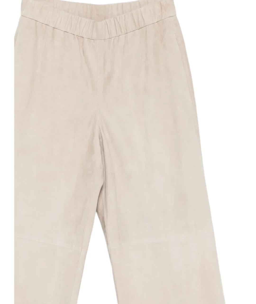 MANZONI 24 Бежевые замшевые прямые брюки, фото 3