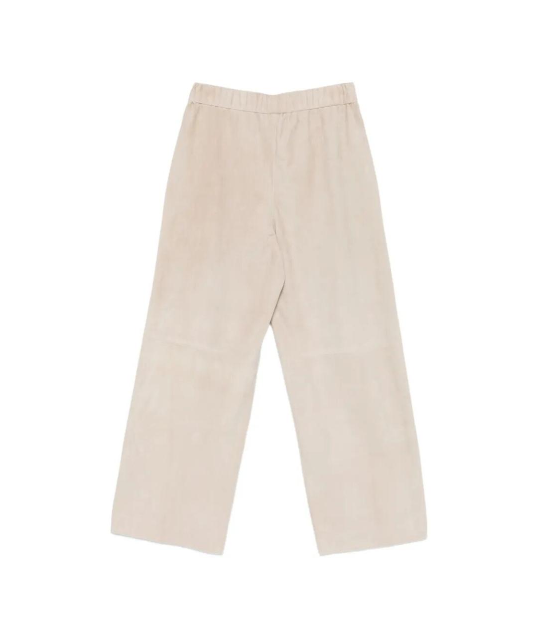 MANZONI 24 Бежевые замшевые прямые брюки, фото 2