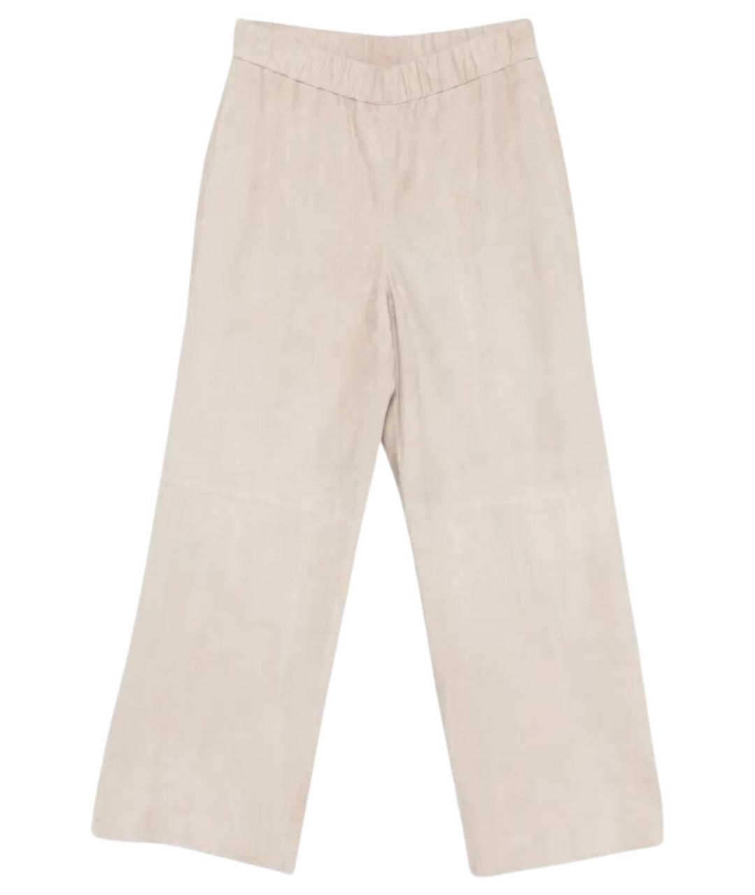 MANZONI 24 Бежевые замшевые прямые брюки, фото 1