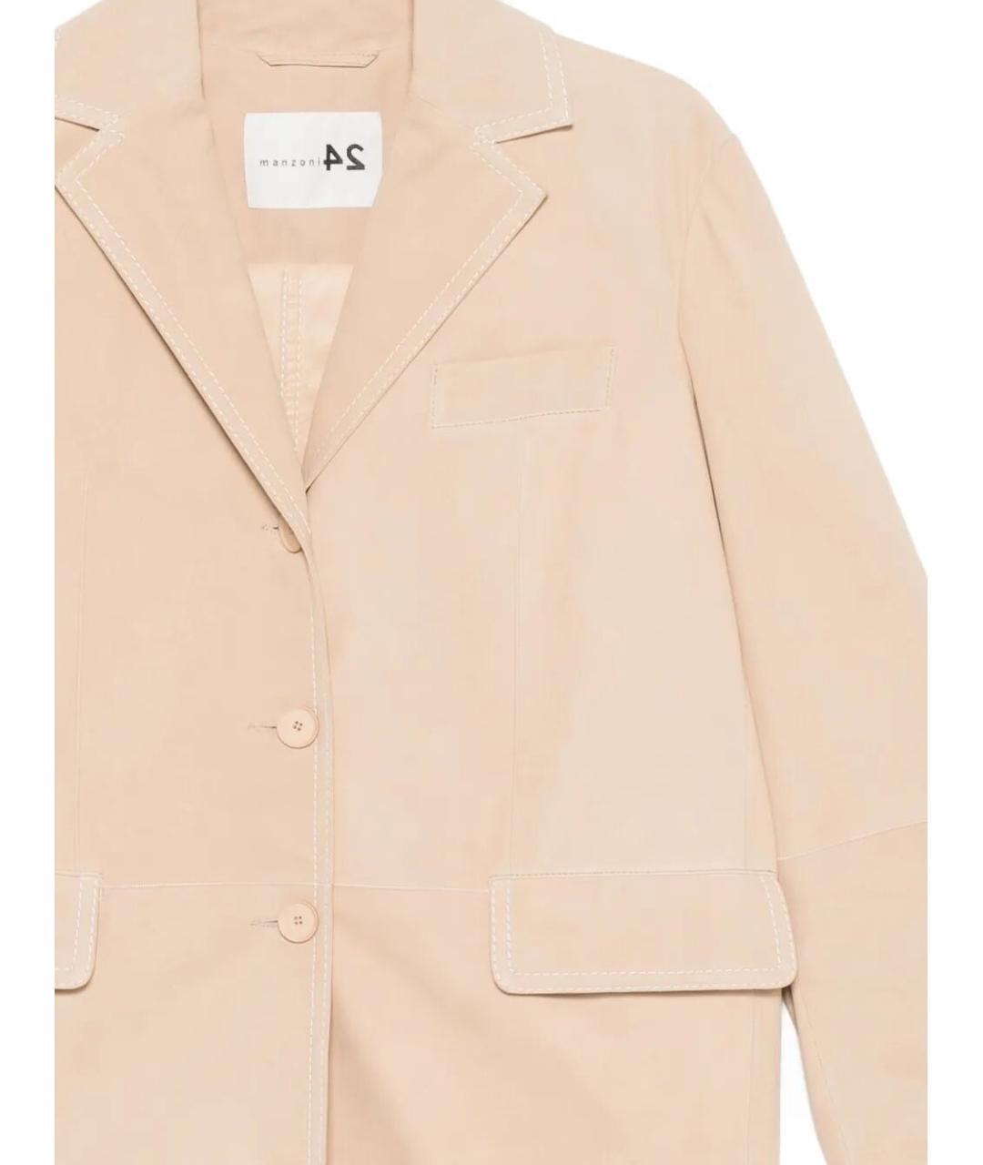 MANZONI 24 Бежевый замшевый жакет/пиджак, фото 3