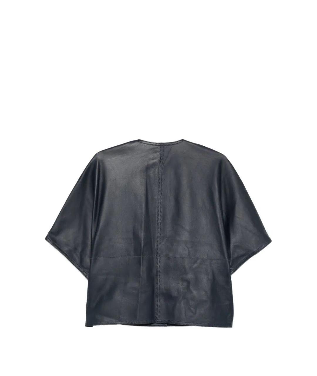 MANZONI 24 Темно-синяя кожаная куртка, фото 2