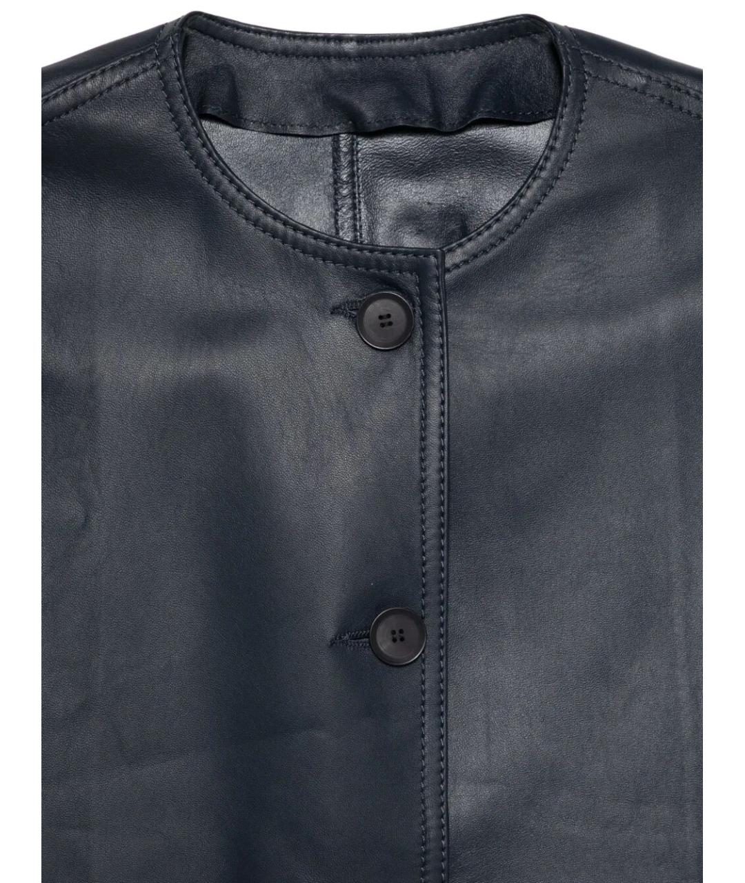 MANZONI 24 Темно-синяя кожаная куртка, фото 3