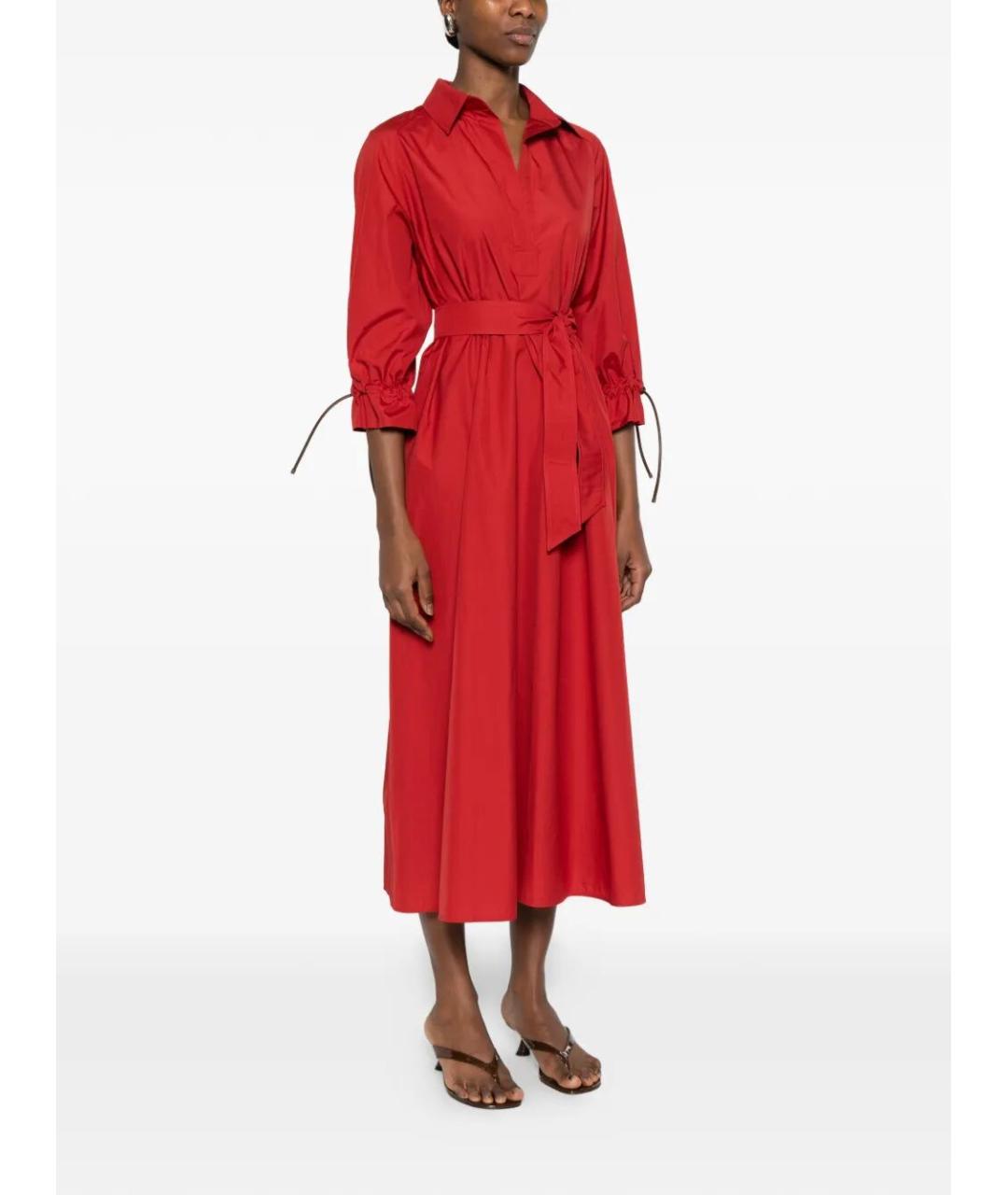 MAX MARA Красное хлопковое повседневное платье, фото 5
