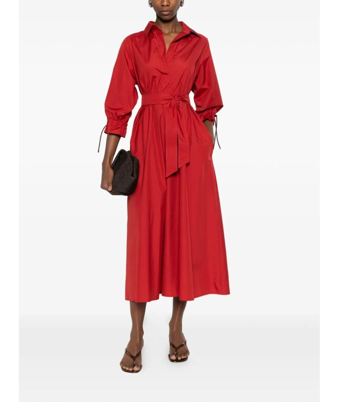 MAX MARA Красное хлопковое повседневное платье, фото 2