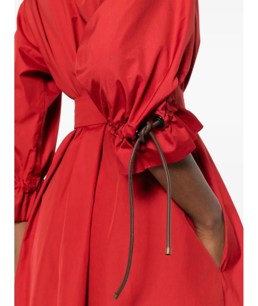 MAX MARA Красное хлопковое повседневное платье, фото 4