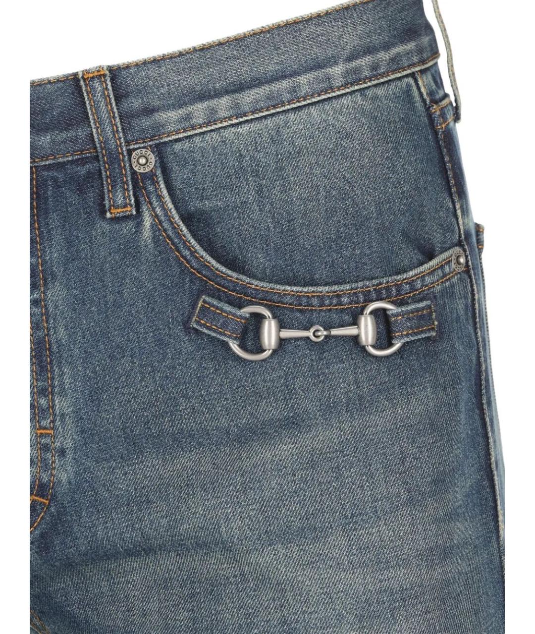 GUCCI Синие хлопковые прямые джинсы, фото 3