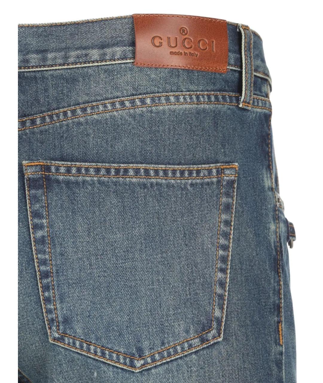 GUCCI Синие хлопковые прямые джинсы, фото 4