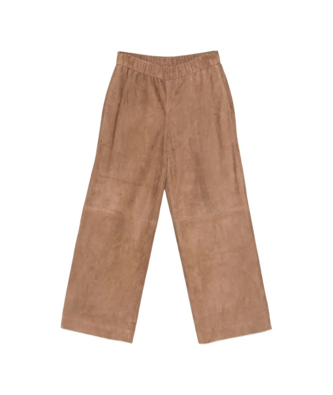 MANZONI 24 Коричневые замшевые прямые брюки, фото 1
