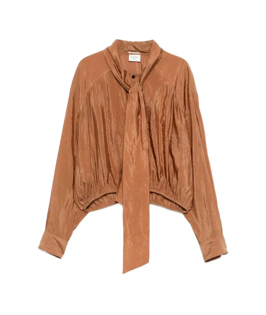 SAINT LAURENT Коричневая полиэстеровая блузы, фото 1