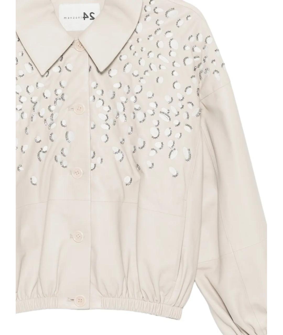 MANZONI 24 Бежевая кожаная куртка, фото 3