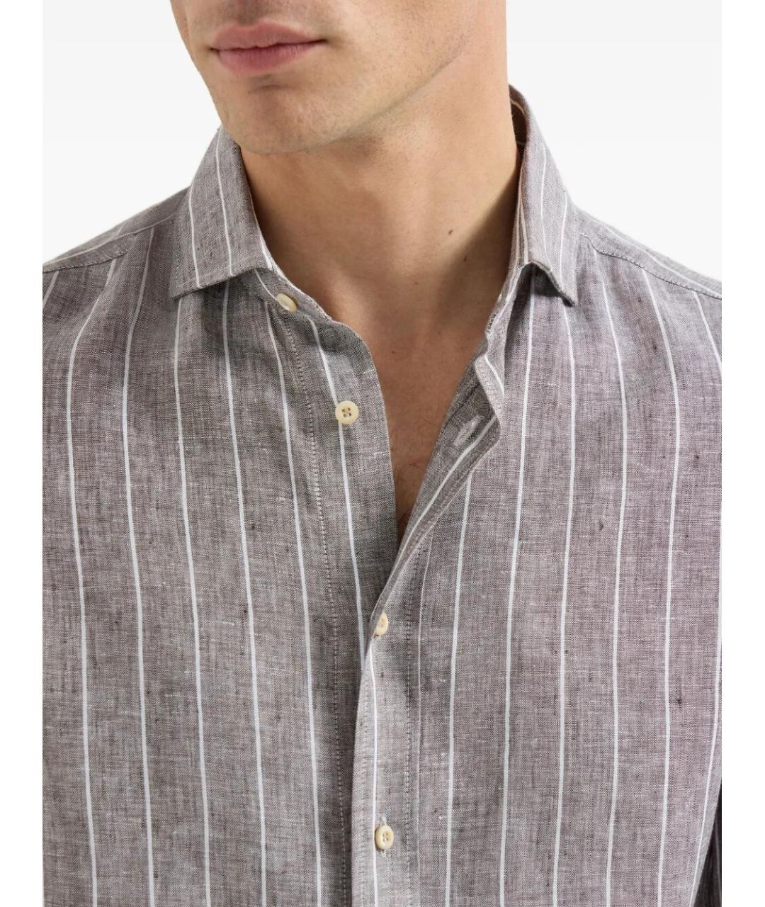 BRUNELLO CUCINELLI Серая льняная кэжуал рубашка, фото 3