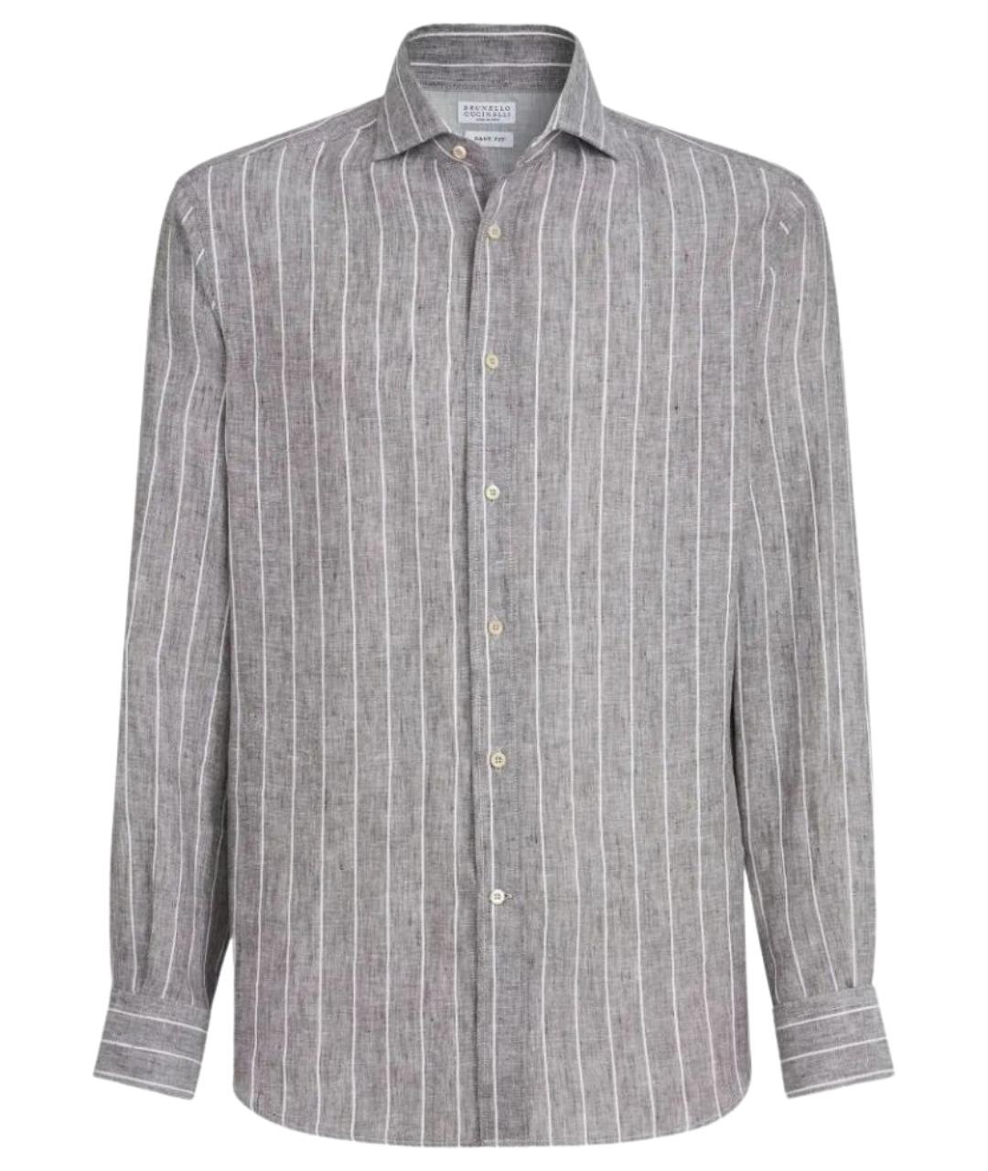 BRUNELLO CUCINELLI Серая льняная кэжуал рубашка, фото 1