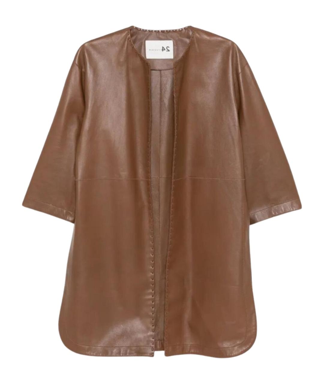 MANZONI 24 Коричневое кожаное пальто, фото 1