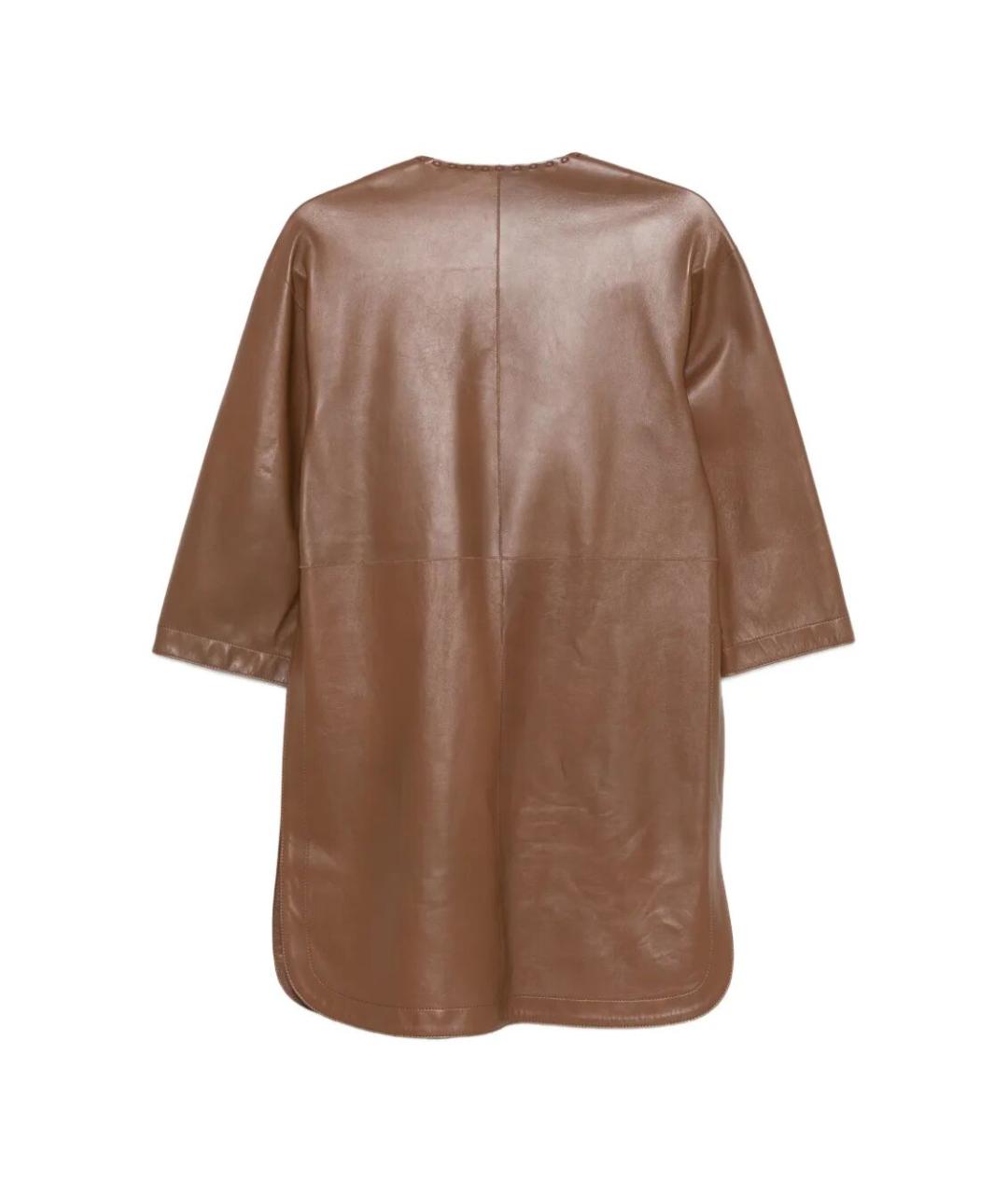 MANZONI 24 Коричневое кожаное пальто, фото 2