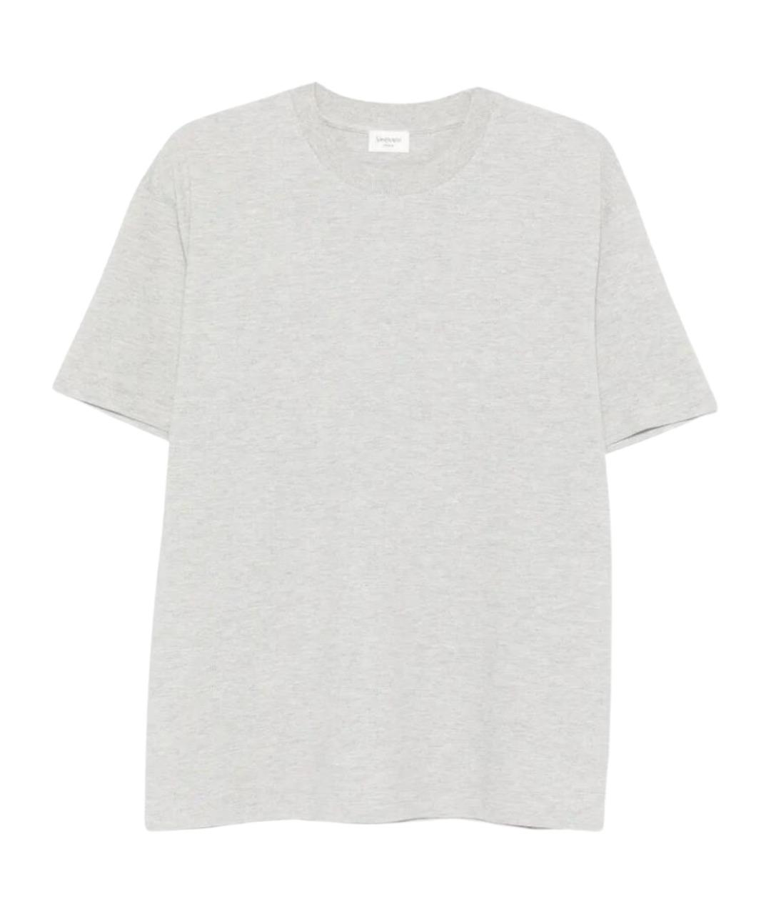 SAINT LAURENT Серая хлопковая футболка, фото 1