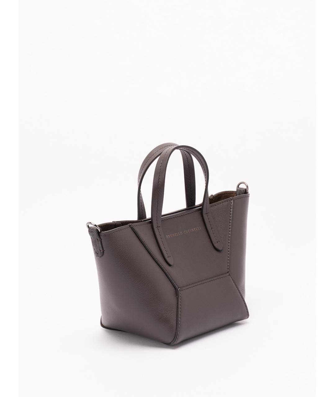 BRUNELLO CUCINELLI Коричневая кожаная сумка тоут, фото 3