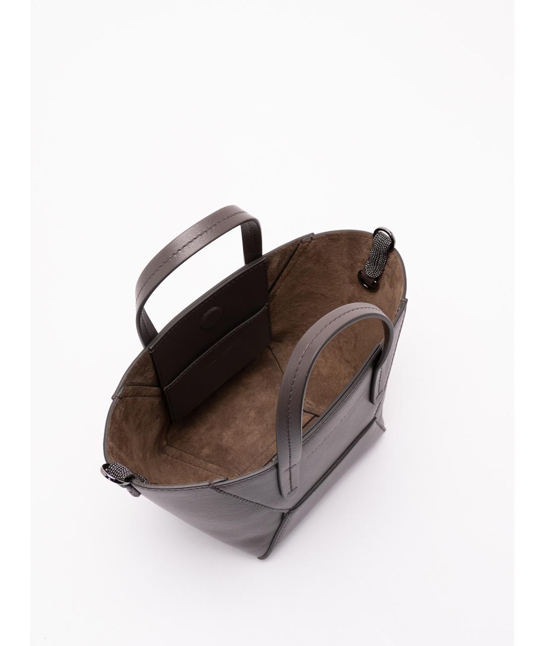 BRUNELLO CUCINELLI Коричневая кожаная сумка тоут, фото 7