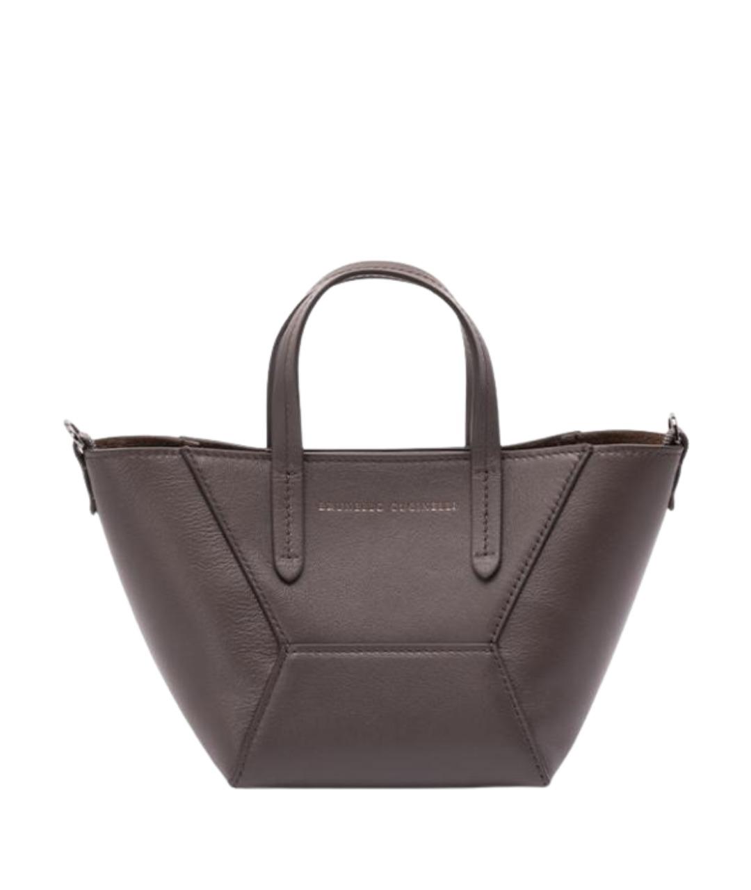 BRUNELLO CUCINELLI Коричневая кожаная сумка тоут, фото 1