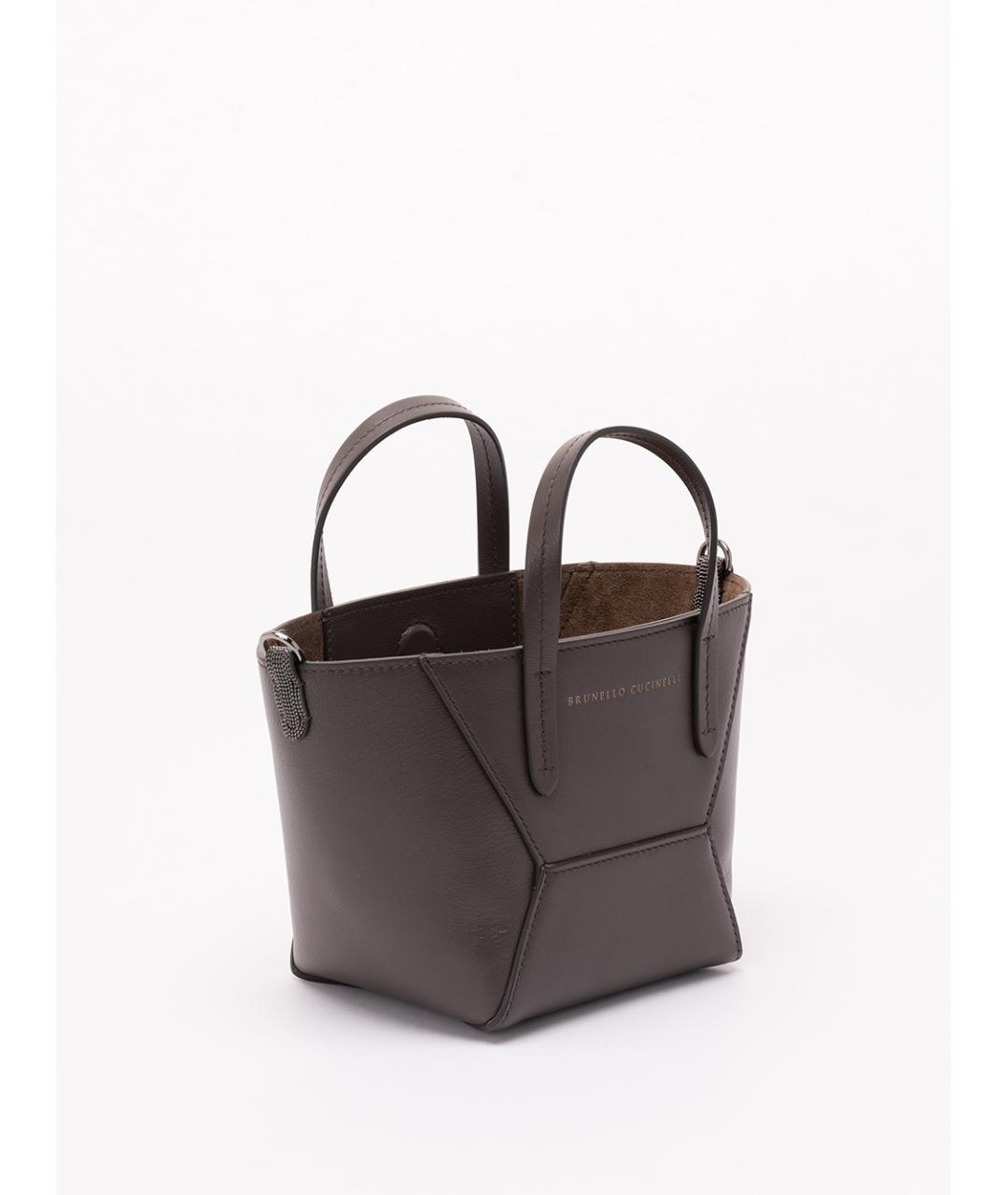 BRUNELLO CUCINELLI Коричневая кожаная сумка тоут, фото 4