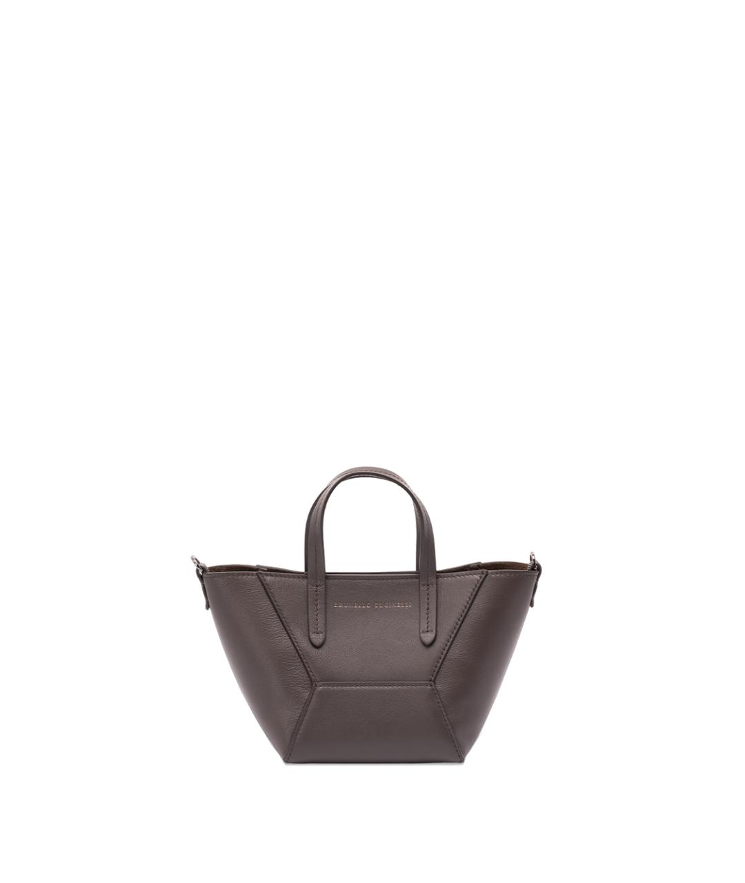 BRUNELLO CUCINELLI Коричневая кожаная сумка тоут, фото 8