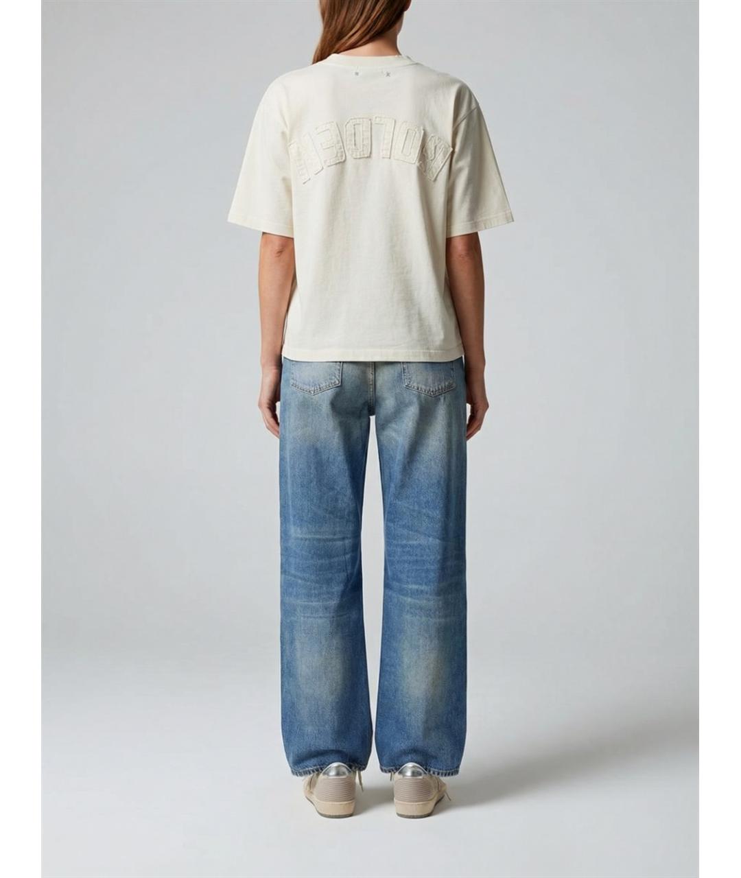 GOLDEN GOOSE DELUXE BRAND Бежевая хлопковая футболка, фото 6