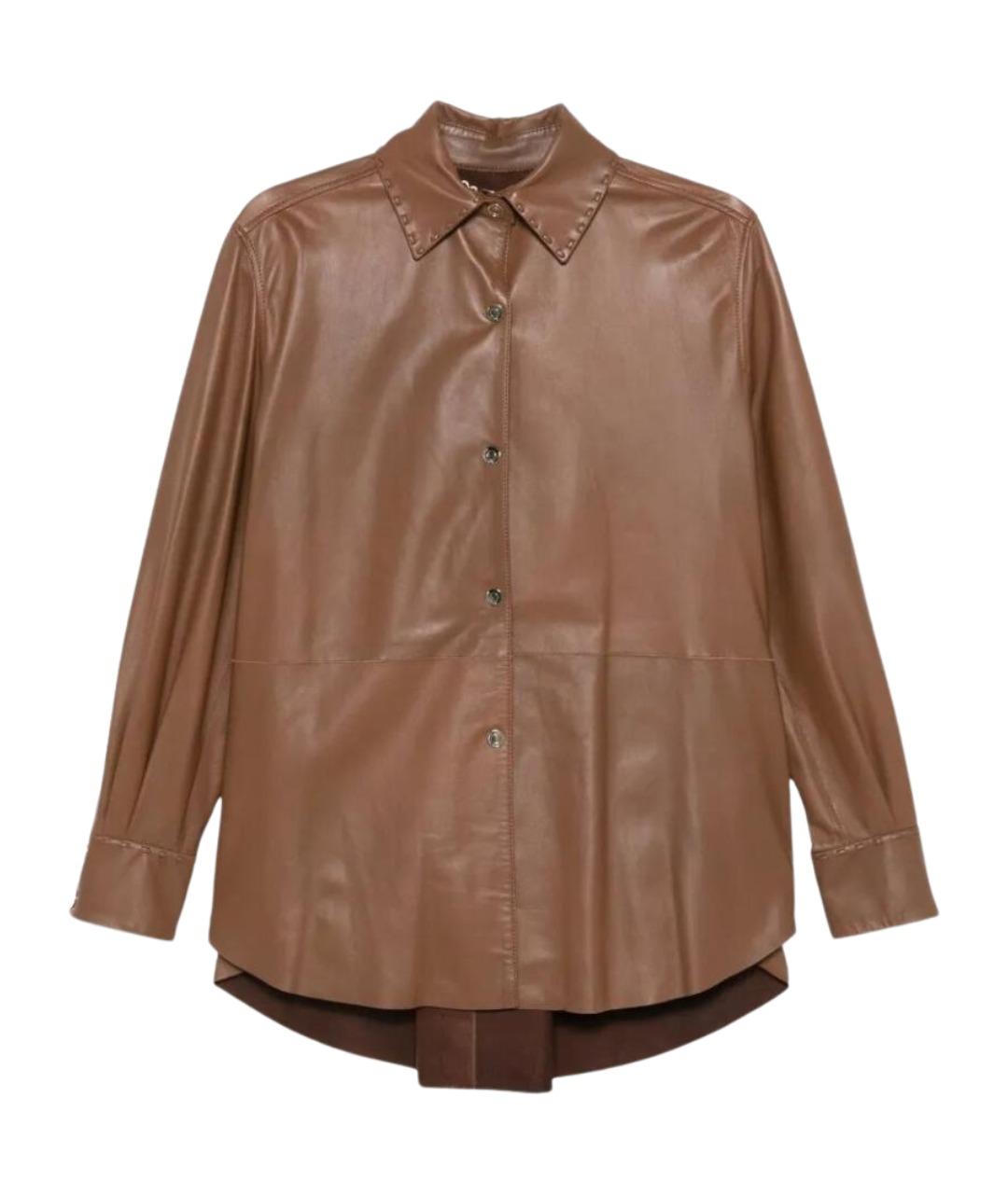 MANZONI 24 Коричневая кожаная куртка, фото 1