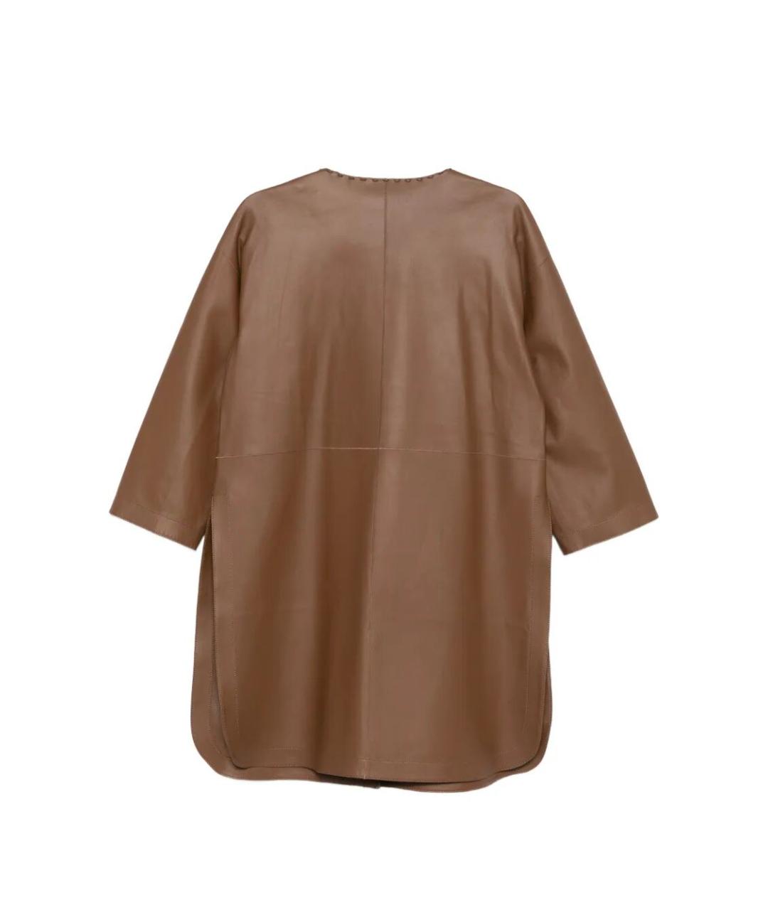 MANZONI 24 Коричневое кожаное пальто, фото 2